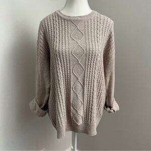 Vintage Tosani 100% Cotton Cableknit Fisherman Sweater Beige Size Medium